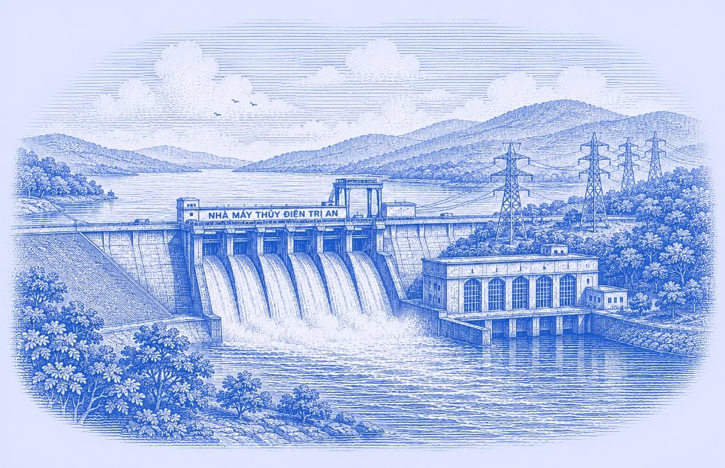 Tri An hydroelectric plant illustration