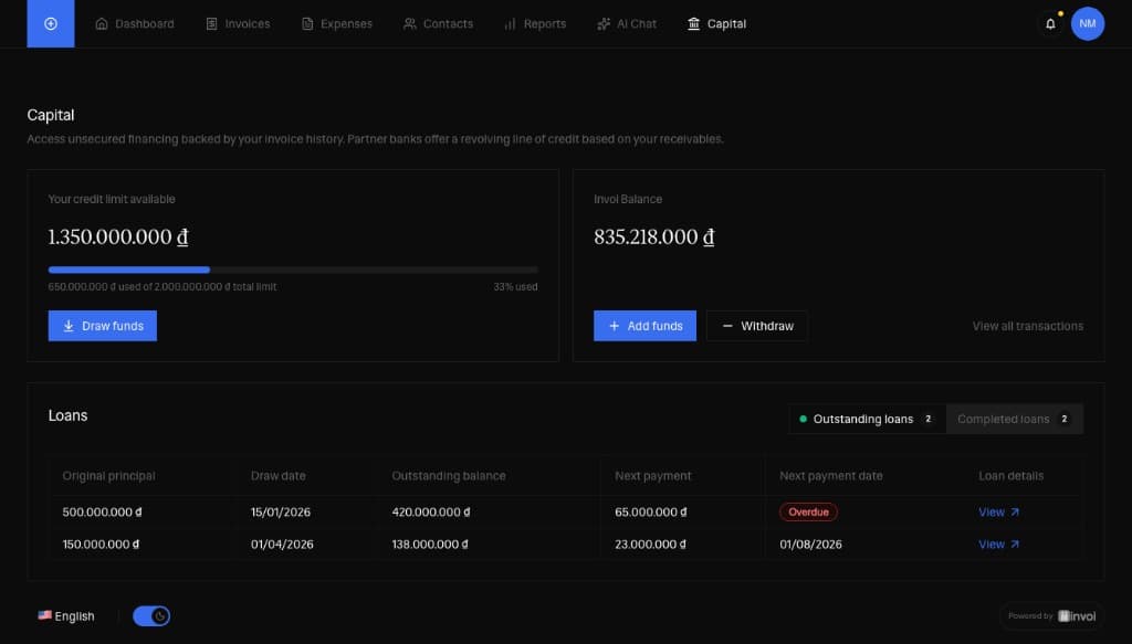 Invoi Capital interface
