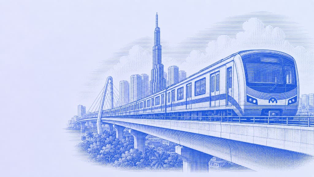 Ho Chi Minh City metro train illustration
