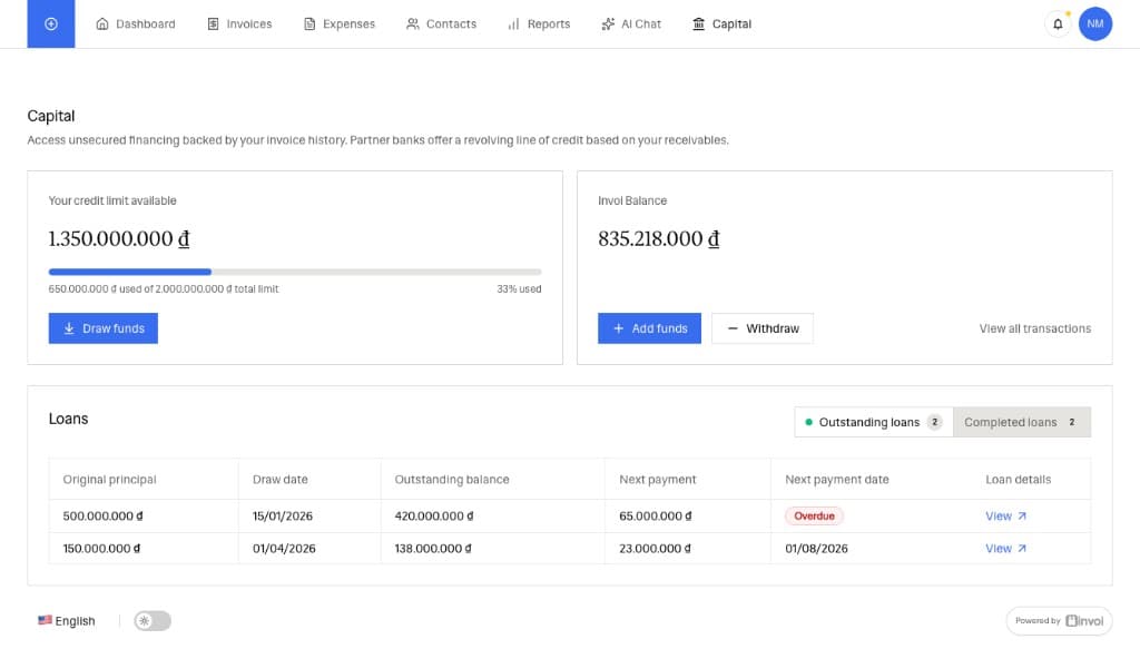 Invoi Capital interface